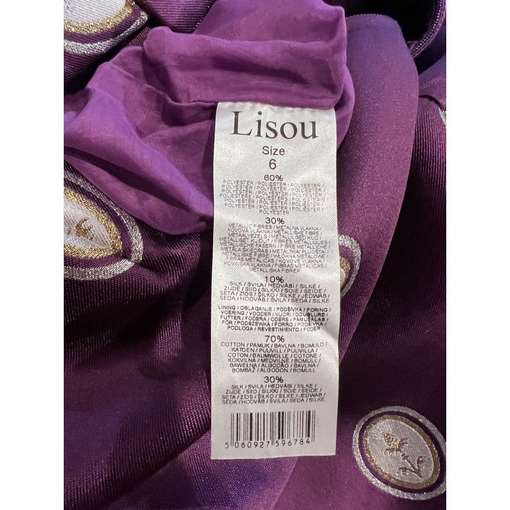 LISOU Jade Dark Purple Cameo Silk Jacquard Jumpsuit SIZE 6 - Picture 15 of 16